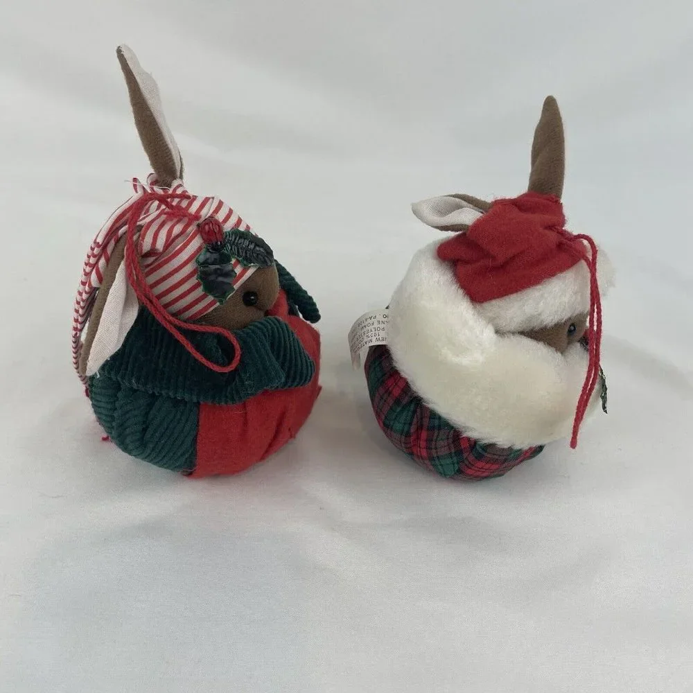 Coynes & Company Christmas Mice Hanging Ornaments‎ 4” Plush Cloth Vintage
